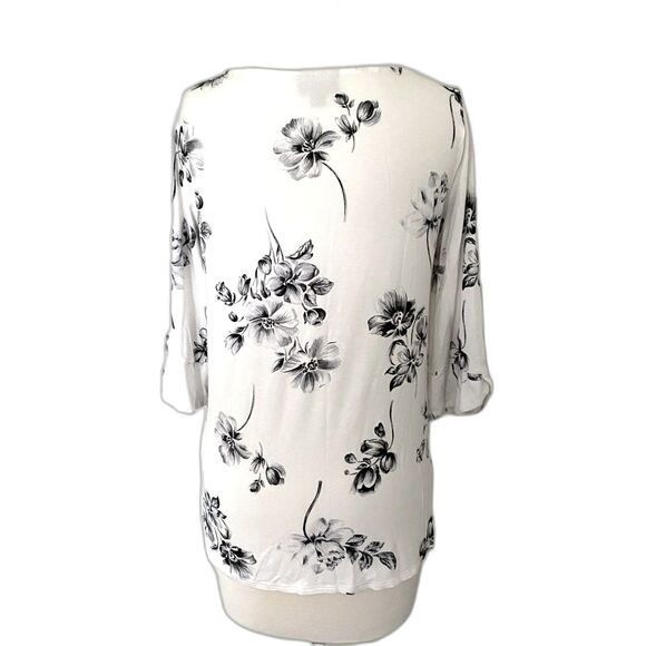 J Jill Wearever Floral Stretchy Tunic Top 3/4 Sleeve Pullover Blouse Sz SP - Picture 3 of 7